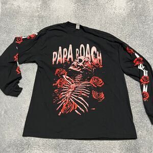 Papa Roach Rock Band Shirt Mens Large Skeleton And Roses Long Sleeve